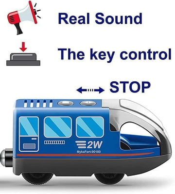 Battery Operated Wooden Train Track Set Toy High Speed For Toddlers 3 4 5 Years Old Boys Kids Magnetic Couplings City Vehicle With Figures