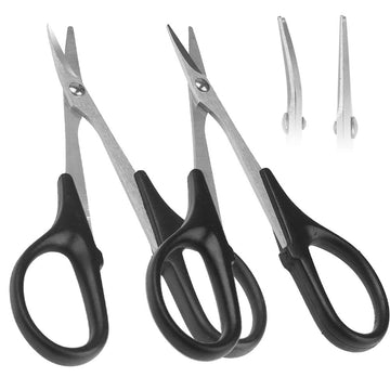 2-Pack HobbyPark RC Body Trimming Scissors Set, 1 Straight & 1 Curved Scissor for RC Vehicle Truck Buggy Lexan Plastic Bodyshell