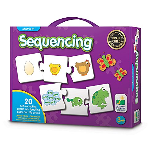 The Learning Journey Match It! Sequencing Puzzle - Self-Correcting Cardboard, Light Brown, 3" H x 9" W x 0.1" D, Model 419212