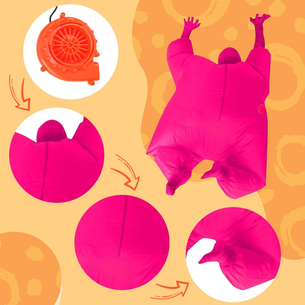 Qshine Inflatable Full Body Jumpsuit Cosplay Costume Halloween Funny Fancy Dress Blow Up Party Toy (Pink)