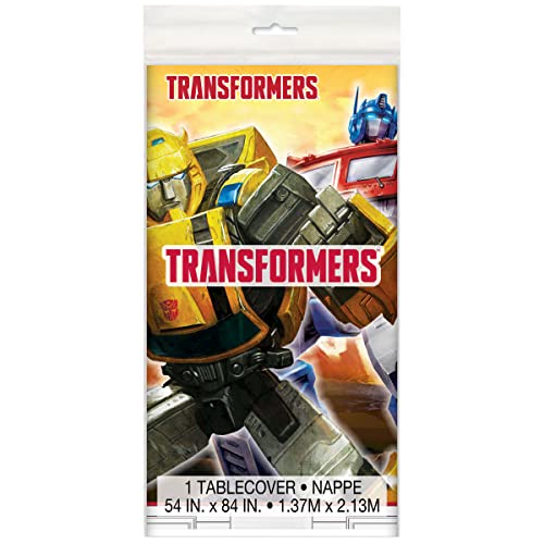 Transformers Party Supplies Bundle Pack includes 16 Dessert Cake Plates, 1 Plastic Table Cover