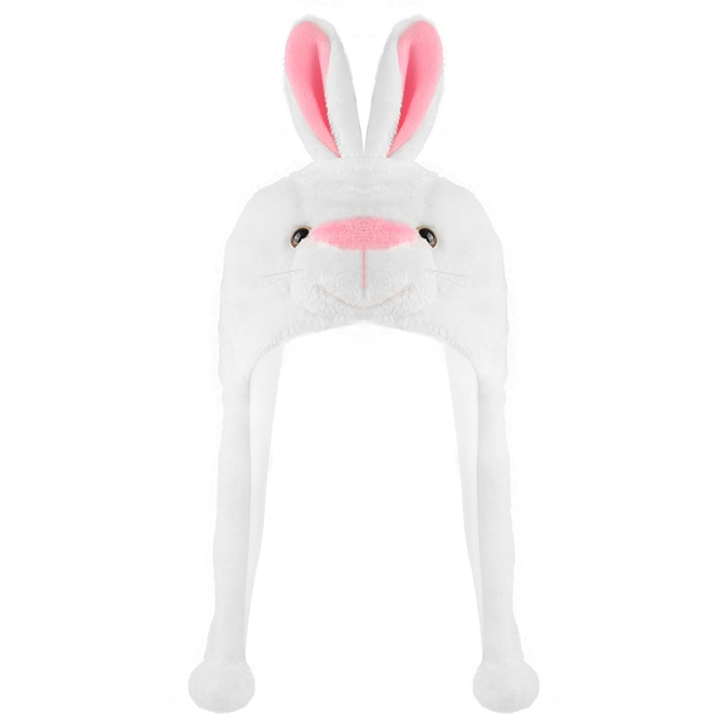 Funny Plush Animal Hat with Ear Flaps, Soft Fleece Hats Cute Bunny Cap for Kids Women Girls Cosplay Party (Bunny) Multi-Colored