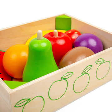 Bigjigs Toys Wooden Fruit Crate - Play Food and Role Play Toys