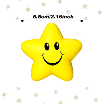 Sumind 30 Pcs Star Stress Balls Smile Face Foam Squeeze Balls 2.16 Inch Foam Squeeze Star for Stress Relief Classroom Carnival Reward Anxiety Fidget Sensory Supplies(Yellow)