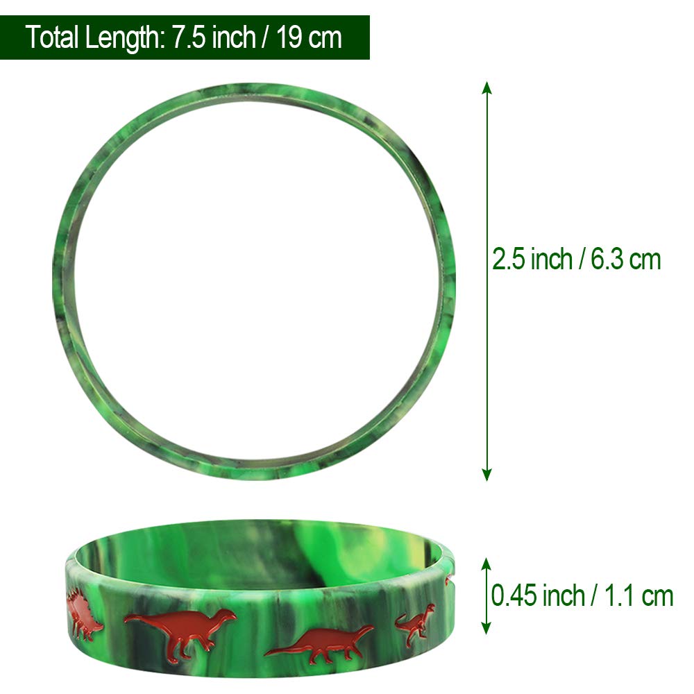 Heqishun 30 Pack Dinosaurs Silicone Wristbands Dinosaurs Bracelets Dinosaurs World Jurassic Party Supplies for Dinosaurs Theme P