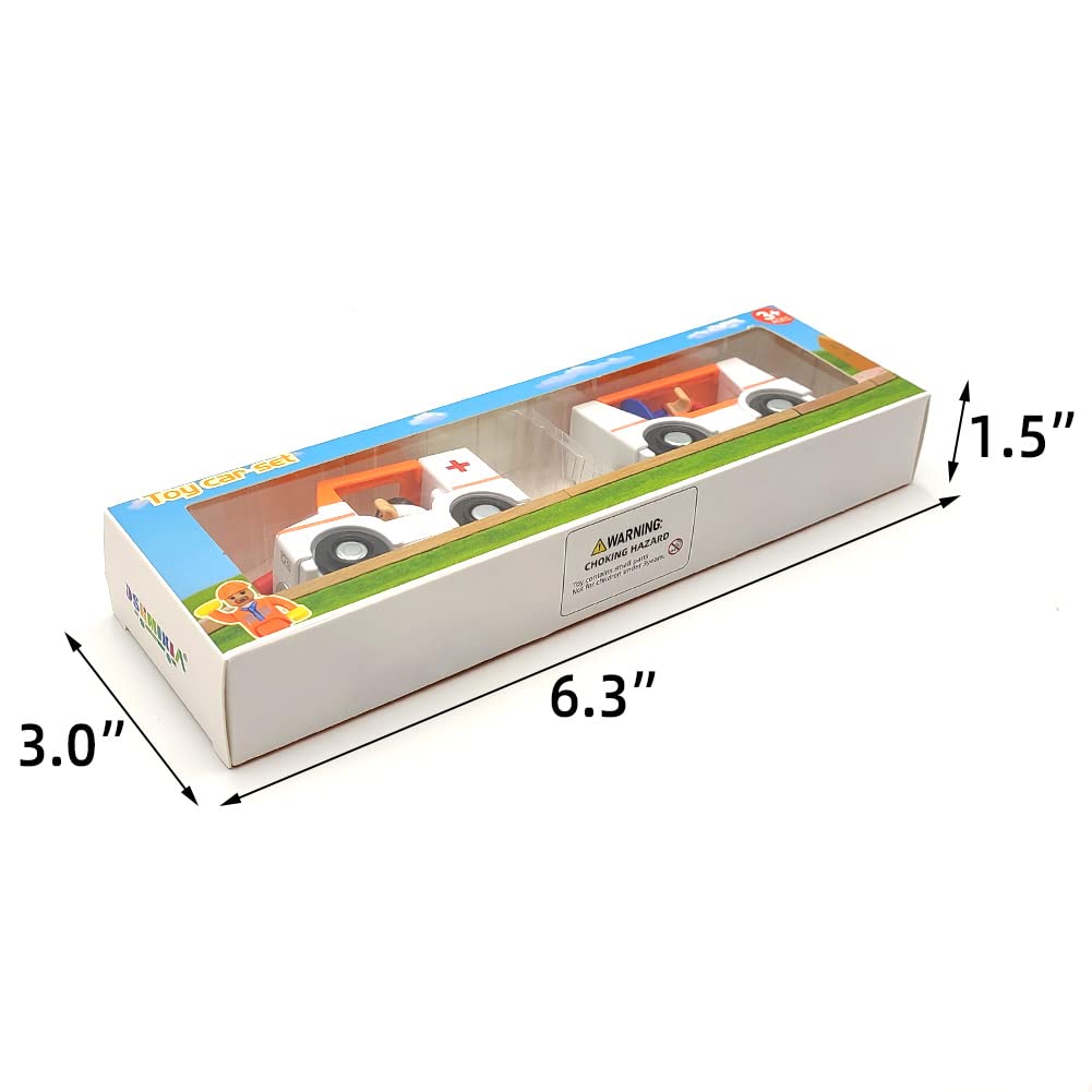 Magnetic Trains Cars Playset Wooden Train Track Accessories Station Wagon Train Set For Toddlers 3-5 Wooden Train Sets For Boys Girls Ages 3-4-7 (Ambulance B (With Light And Sound))