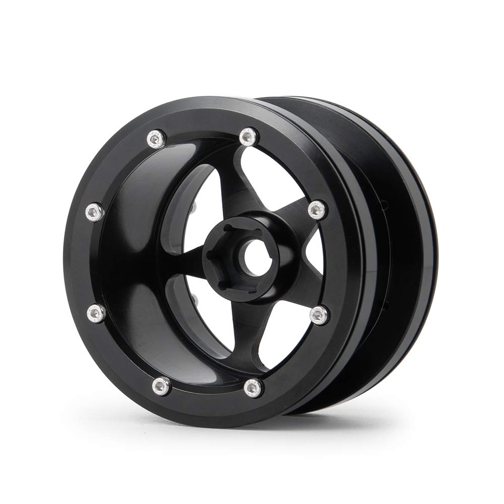 MOHERO 2.2 Alloy Beadlock 1/10 RC Wheels Rims 40mm for Crawler Axial Wraith Rock Car Pack of 4 (Black)