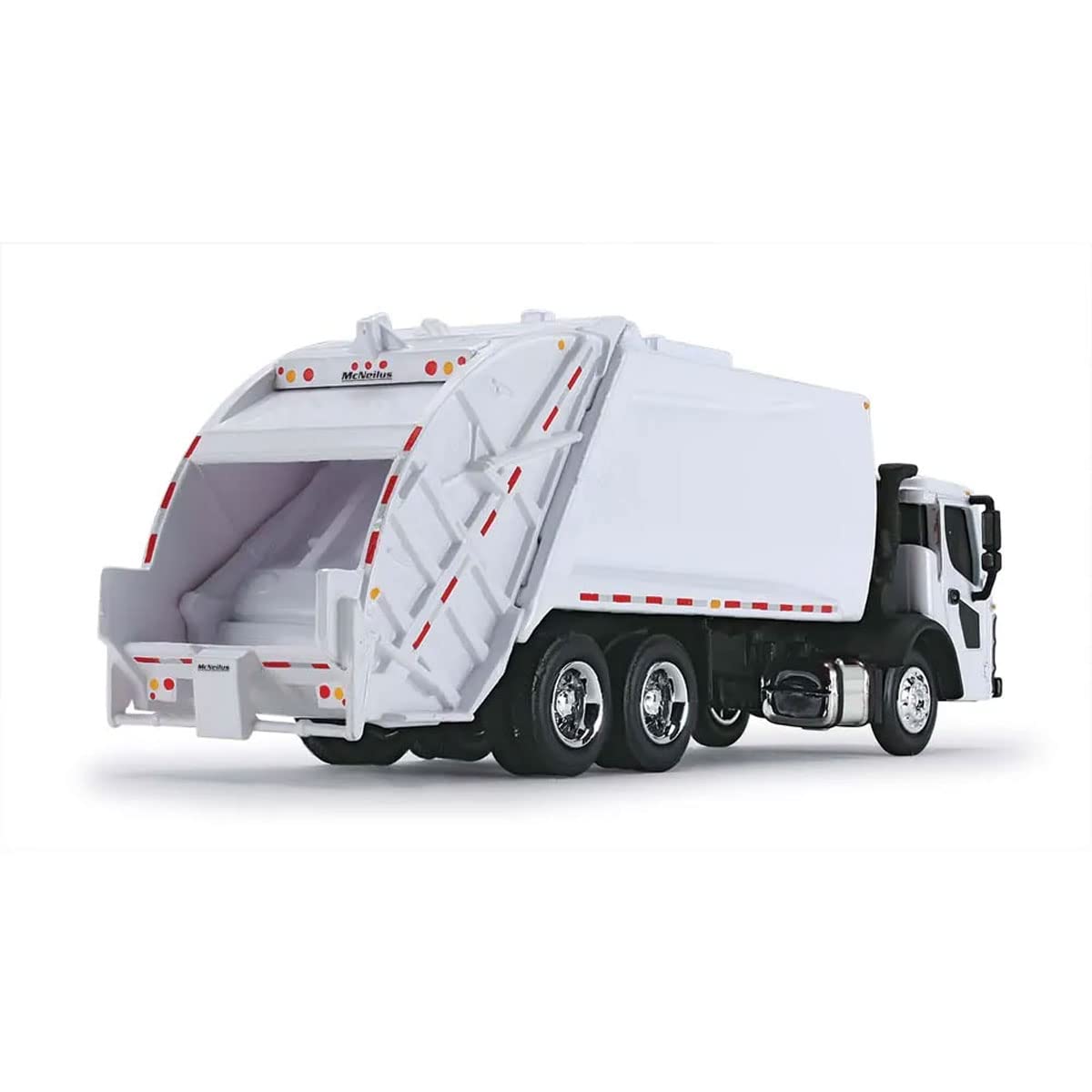 First Gear Mack LR Truck with McNeilus Meridian Rear Load Body, Metal Construction, White Color