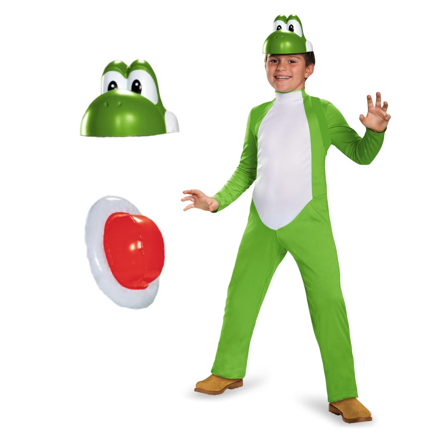 Yoshi Deluxe Costume, Official Nintendo Super Mario Costume, Kids Size Medium (7-8)