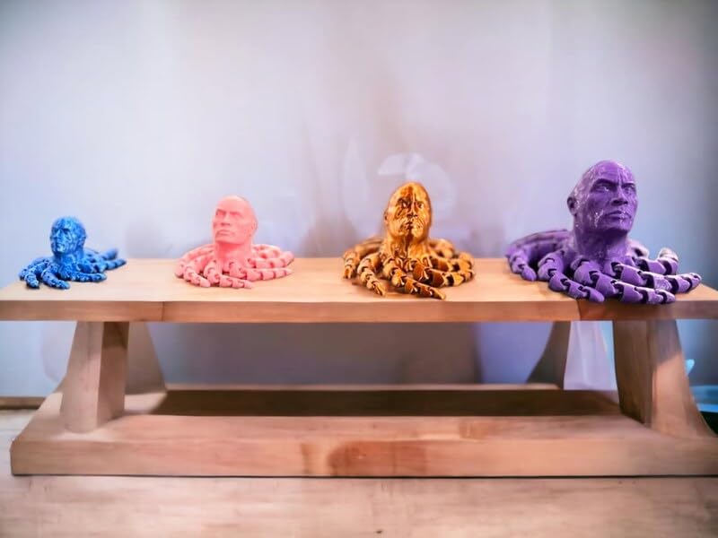 3D Printed Rocktopus, The Rock, Articulated Fidget, Octopus, Stress Relief Toy, Fidget Box, ADHD Toy, Anxiety Relief Aid (Black)