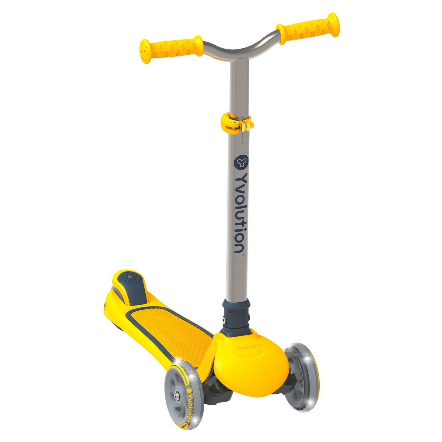 Yvolution Y Glider Air Scooter For Kids, 3 Wheel Scooter For Toddlers 4 Adjustable Height Glider With Kick Scooters, Lean To Steer With Led Flashing Light For Children Ages 3+ Years Old (Yellow)