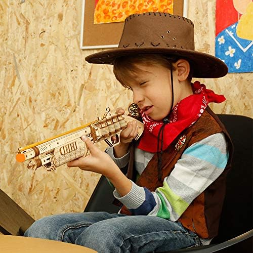 Rokr 3D Wooden Puzzles Model Kit Toy Gift Mechanical Model Brain Teaser For Adults To Build Gift For Friends And Family (Shotgun
