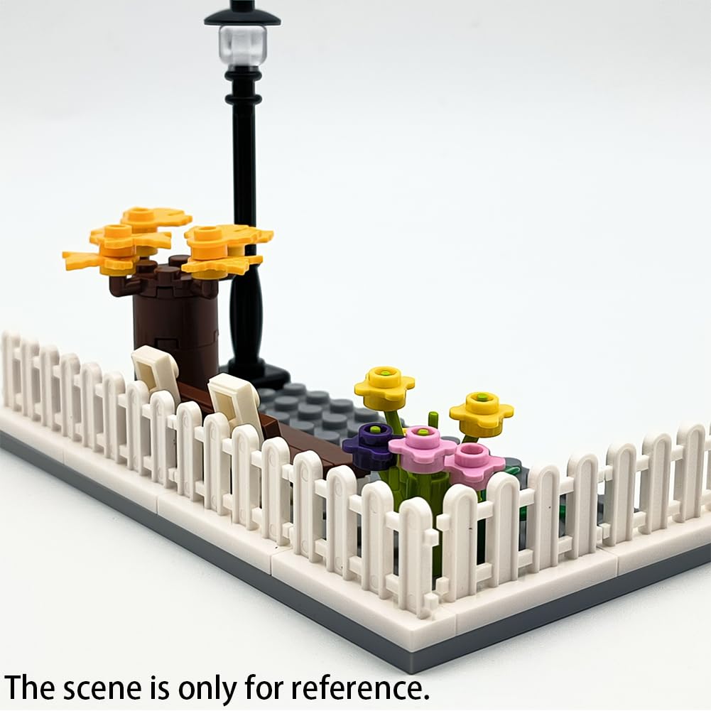 Sprite World Building Block Toy Accessories 1 X 4 X 2 White Picket Fence, Bulk - 50 Pieces Per Package (White)