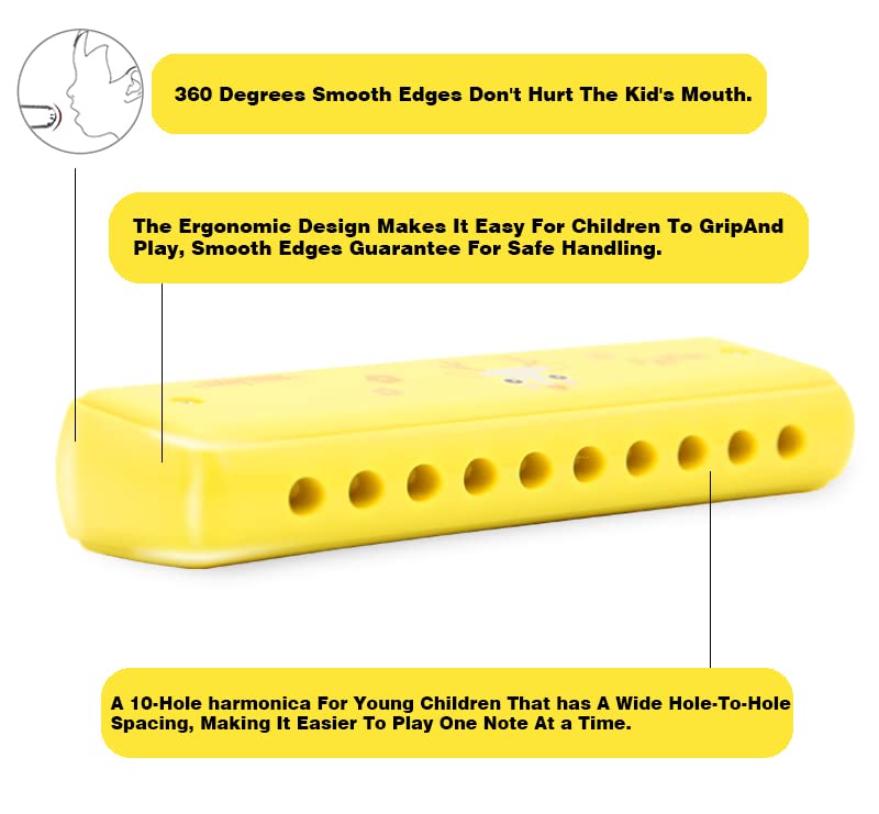 Crafteem Colored Harmonica For Kids And Beginners - Easy-To-Learn Key Of C Instrument - Portable And Lightweight.