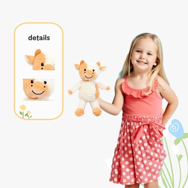 Yukouqian Cow Stuffed Animal Cow Plush Doll Toy 11.8 Inch For Girls Boys Christmas Children'S(Stand Cow Yellow)