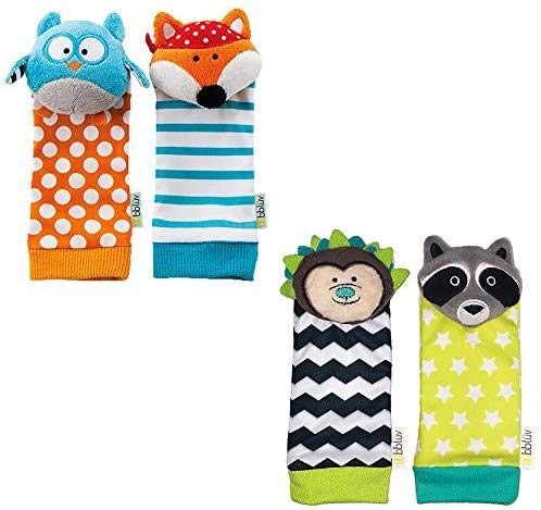 Bblv - Do - Foot Finders - Fun And Colorful Baby Developmental Socks With Rattle (Fox And Owl)