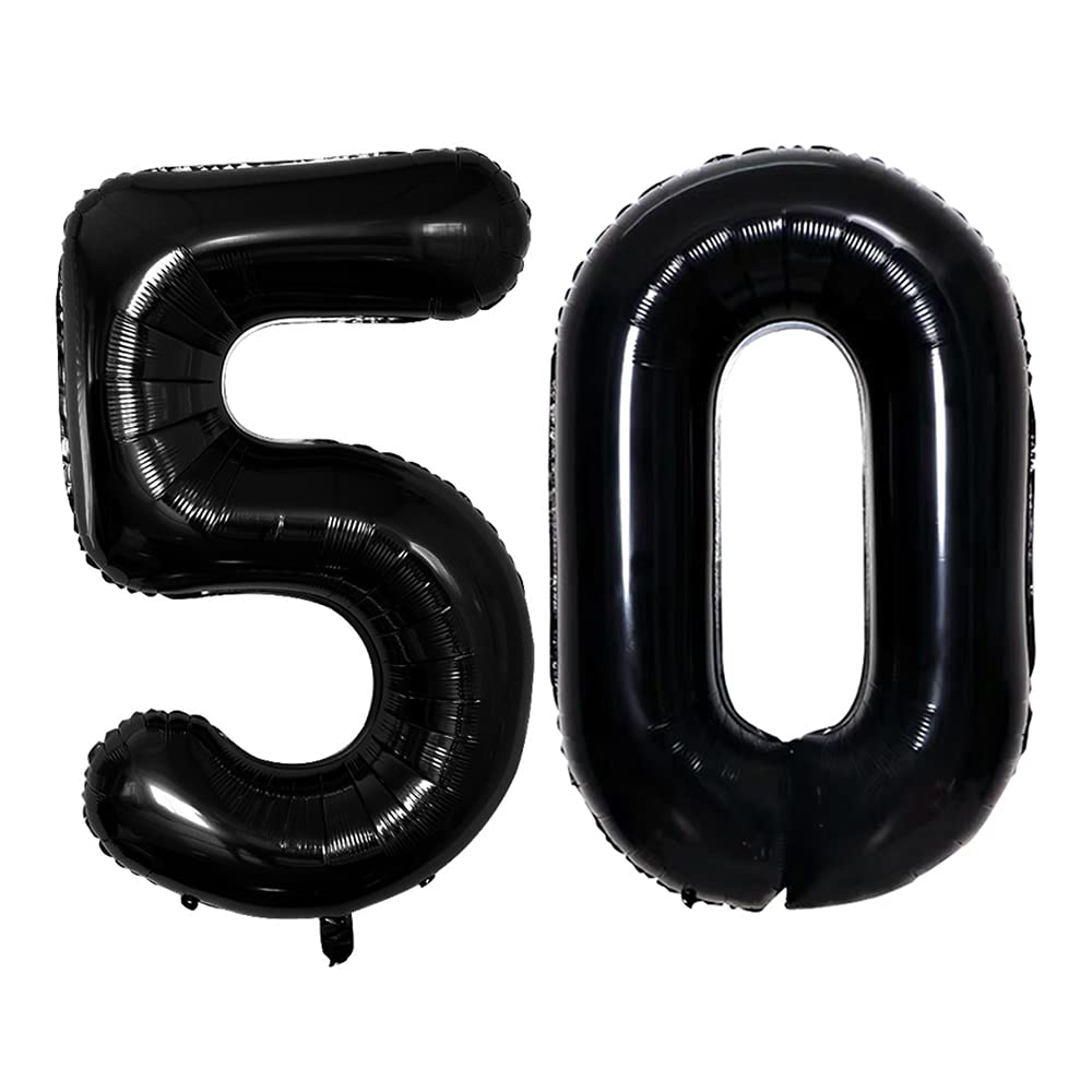 Goer Number 50 Balloons For 50Th Birthday Party Decorations,42 Inch Jumbo Foil Helium Balloons For 50Th Anniversary (Black)