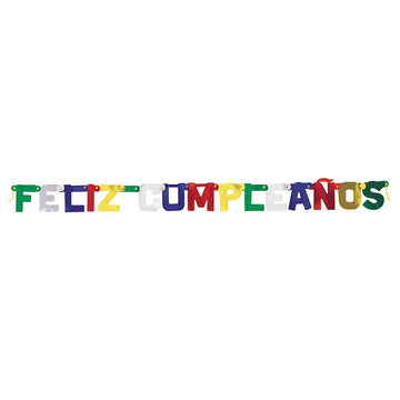 Deluxe Feliz Cumpleaos Jointed Banner - 8.5 (Pack of 1), Vibrant Multicolor Party Decoration, Perfect for Birthday Celebrations