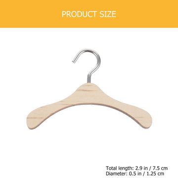 Iplusmile 10Pcs Wooden Doll Hangers, 2.95 Inch Mini Clothes Hangers For Doll Closet, Dollhouse Wardrobe Accessories, Clothing St