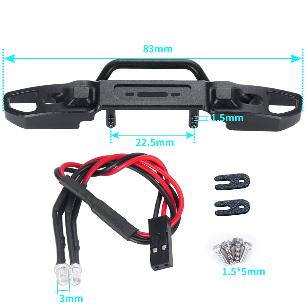 WEFEINO Metal Front & Rear Bumper with Lights for 1/24 Axial SCX24 AXI00006 Bronco RC Crawler Car (Front and Rear)