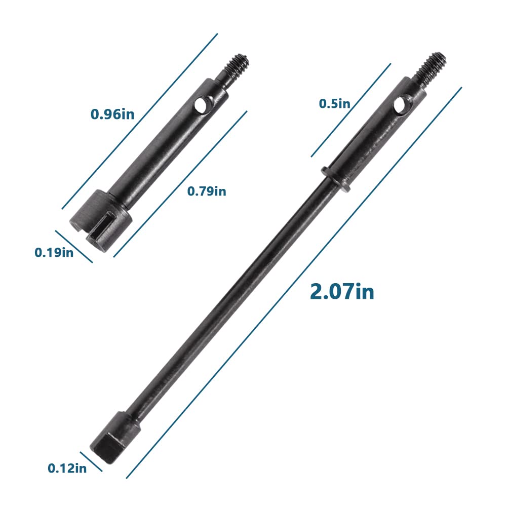 WEISHUJI Front Rear Wheel Axle Shaft Drive, 4mm Widen Steel Drive Stub Axles CVD Joint Drive Shaft Upgrade Parts for AXIAL SCX24