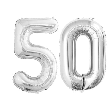 Goer Number 50 Balloons For 50Th Birthday Party Decorations,42 Inch Jumbo Foil Helium Balloons For 50Th Anniversary (Silver)