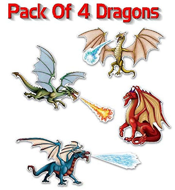 Beistle Dragon Cutouts - Multi-Colored Cardstock Decorations, 8½"-20½", Model 54975