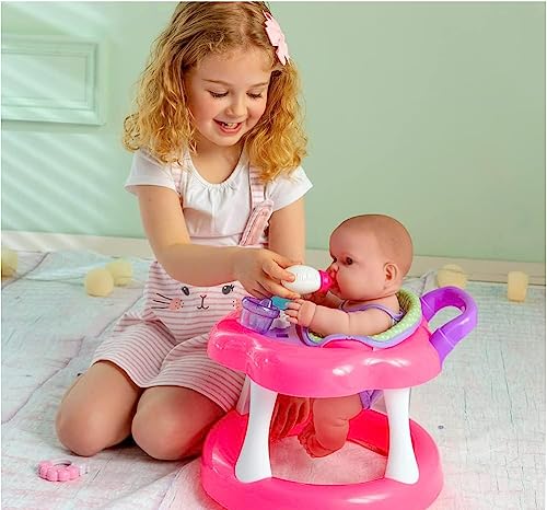 JC Toys Lots to Love 14" Posable Vinyl Doll with Pink Walker Gift Set, Model 16198, Ages 2+