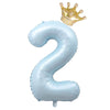 40-Inch Light Blue Number 2 Balloons With Crown, 2Nd Birthday Decorations For Boys Girls, Children'S Birthday Party Supplies. (L