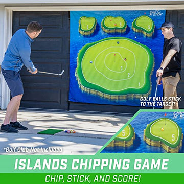Gosports Chip N' Stick Golf Chipping Mat Game With Golf Balls - Choose Classic, Darts Or Islands
