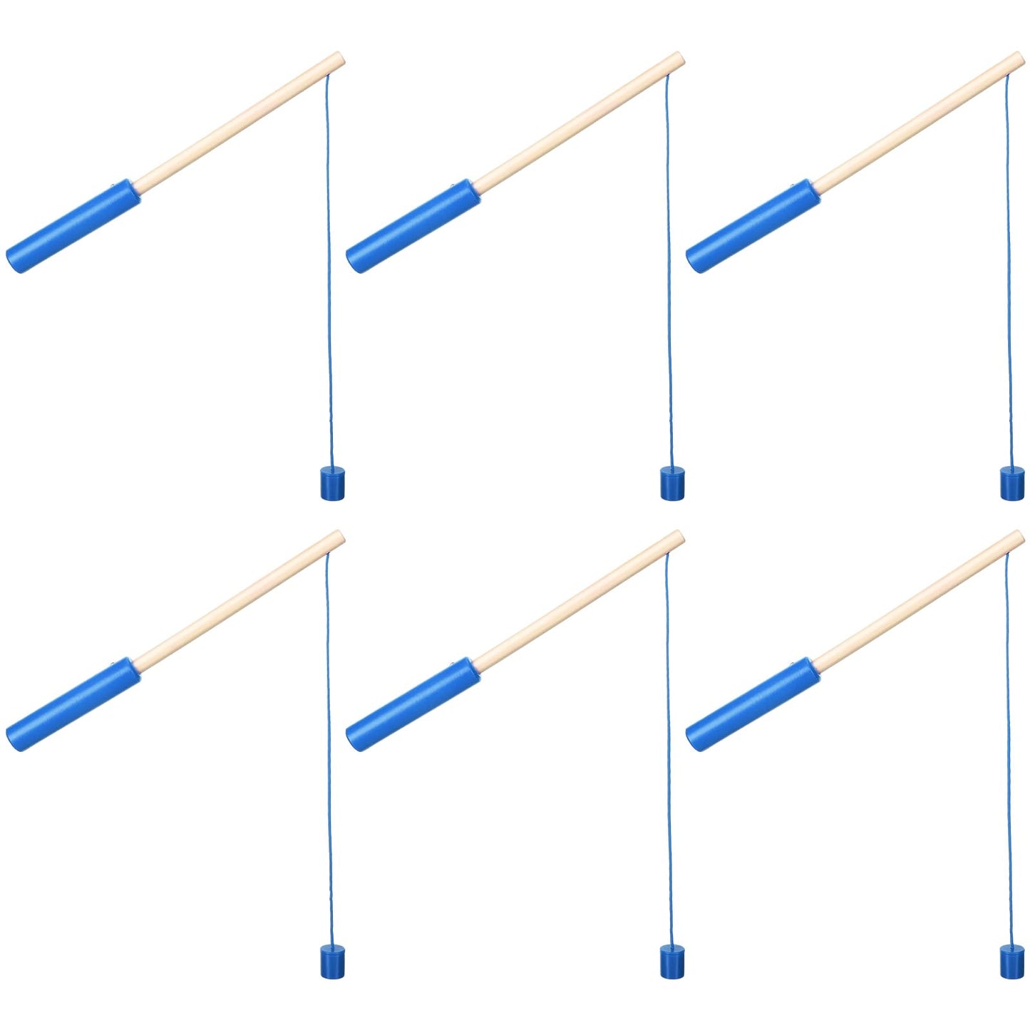 Sumind 6 Pcs Magnetic Fishing Pole Wooden Magnetic Fishing Rods With Magnet Hooks Christmas Fishing Game Toy Gifts For Birthday Party(Blue,Column)