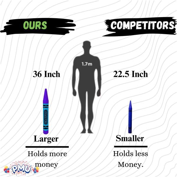 Pmu 36 Inch Giant Crayon Bank Bi-Color Turquoise Blue And Purple (1/Pkg) Pkg/1