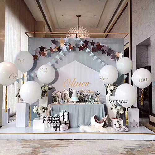 Oupking 24 Inch Giant Round Balloons White 10 Packs Latex Balloons For Photo Shoot Wedding Baby Shower Birthday Party Decoration