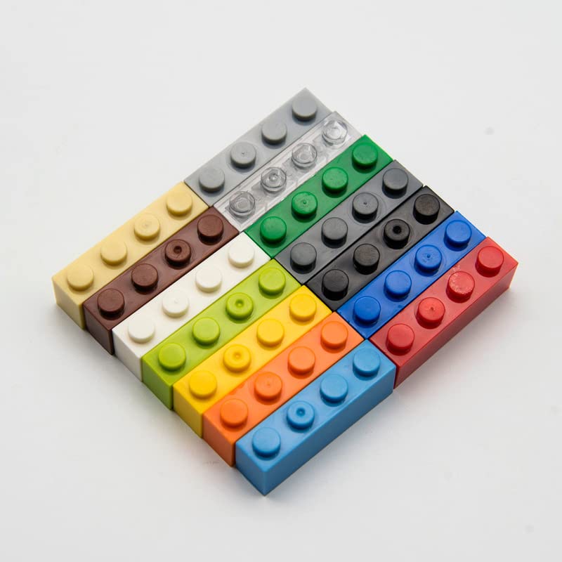 Classic Brick Block Bulk, Dark Gray Bricks 1X4, Building Bricks Flat 100 Piece, Compatible With Lego Parts And Pieces: 1X4 Dark Gray Bricks(Color:Dark Gray)