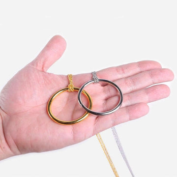 Momomage 1 Pc Ring And Chain (Large Ring) Magic Tricks Metal Knot Ring On Chain Magic Prop Close Up Street Magic Illusion (Silve