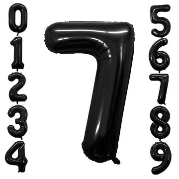 Goer Black Foil Balloons Number 7,Huge Number Balloons For 7Th Birthday Party Supplies Anniversary Decorations (3 Pcs,42 Inch,32 Inch,16Inch)