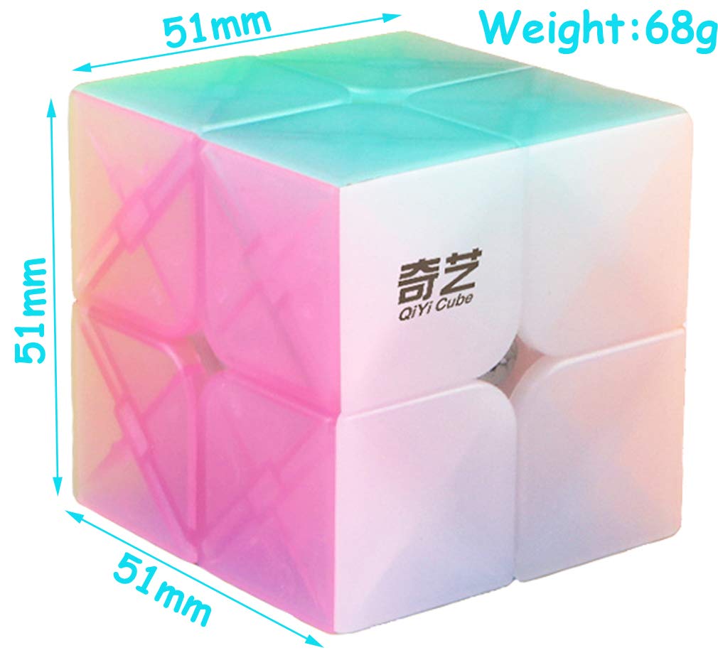 Tanch Speed Cube Stickerless 2X2 Jelly Magic Cube Puzzle Toy Colorful (Transparent)
