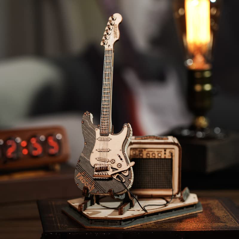 Rokr Wooden 3D Puzzles For Adults Guitar, Musical Instrument Model Kit 3D Puzzles For Teens And Kids To Build, Desk Decor/Diy Ho