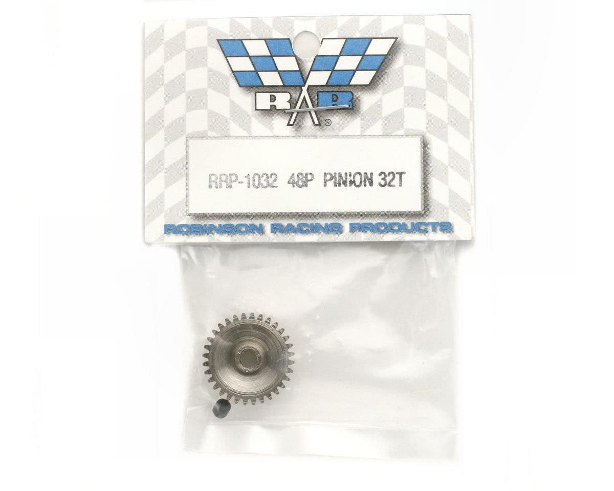 Robinson Racing 1032 Hard Nickel Plated Steel Motor Pinion Gear, 1/8'' Bore, 48 Pitch, 32 Tooth