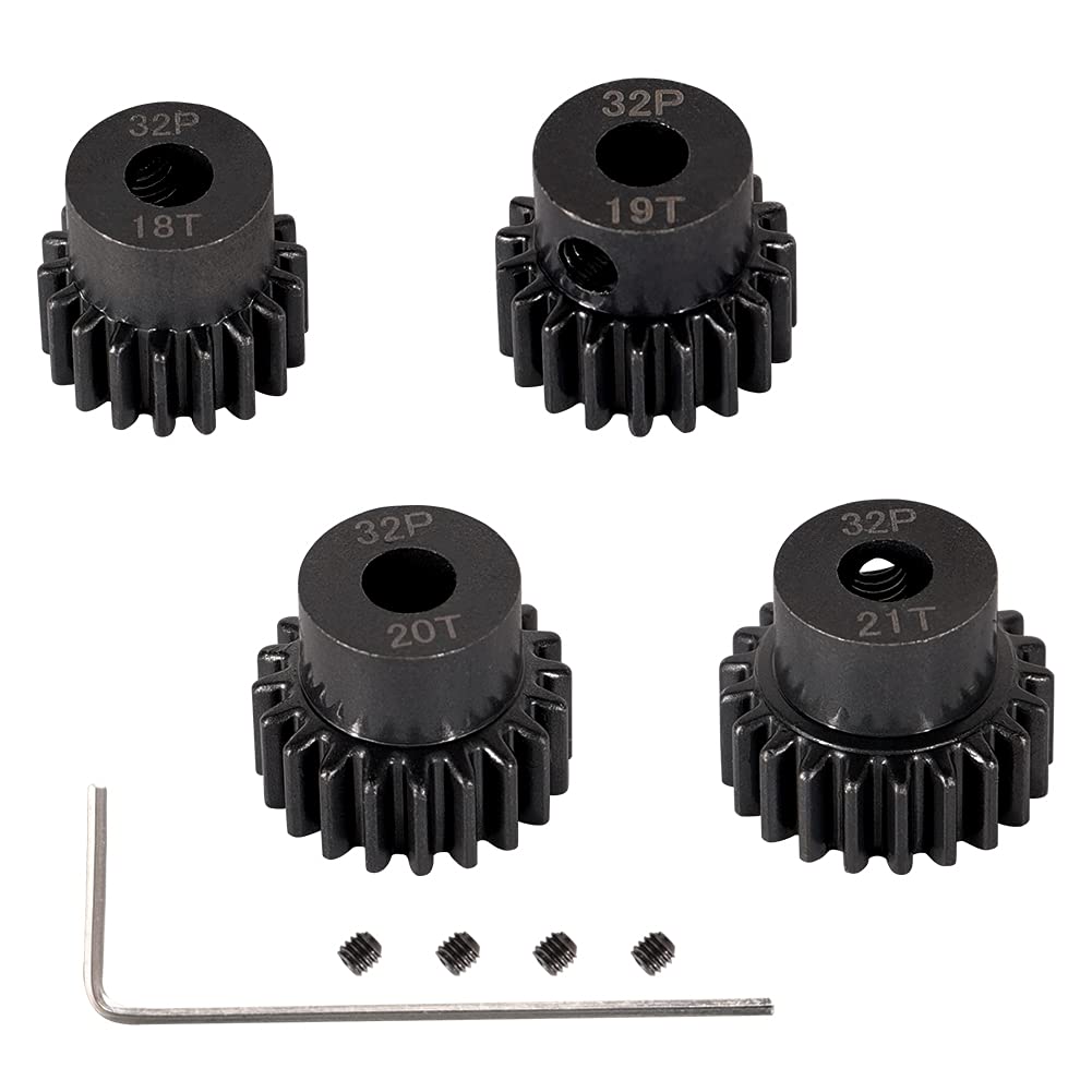WEISHUJI Pinion Gear Set, Pinion Motor Gear, 32P Pinion Gear Set, 32 Pitch Pinion Gear Set 5mm Shaft Hole 18T 19T 20T 21T Pinion