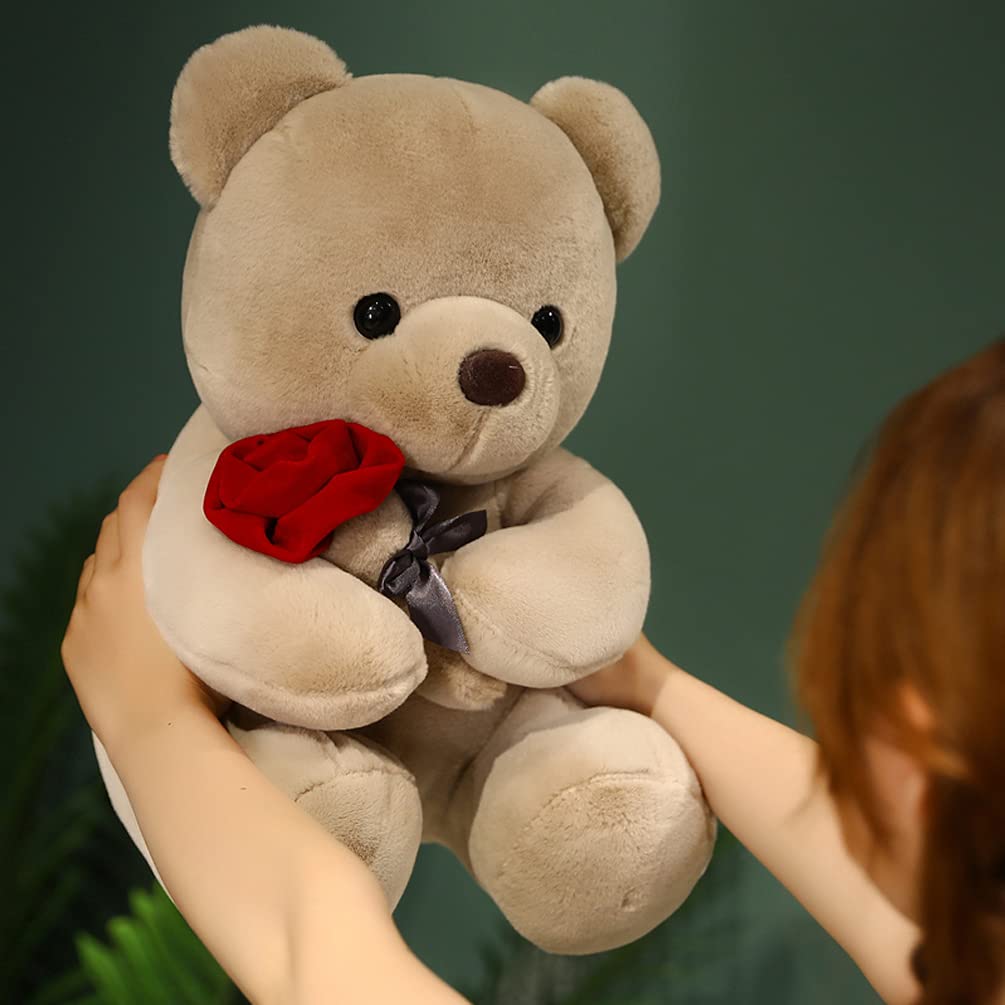 Gailimaiya Teddy Bear Plush Stuffed Animal Valentines Day Teddy Bear With Rose,Cute Sweet Bear Great Gift For Your Loved One,Gir