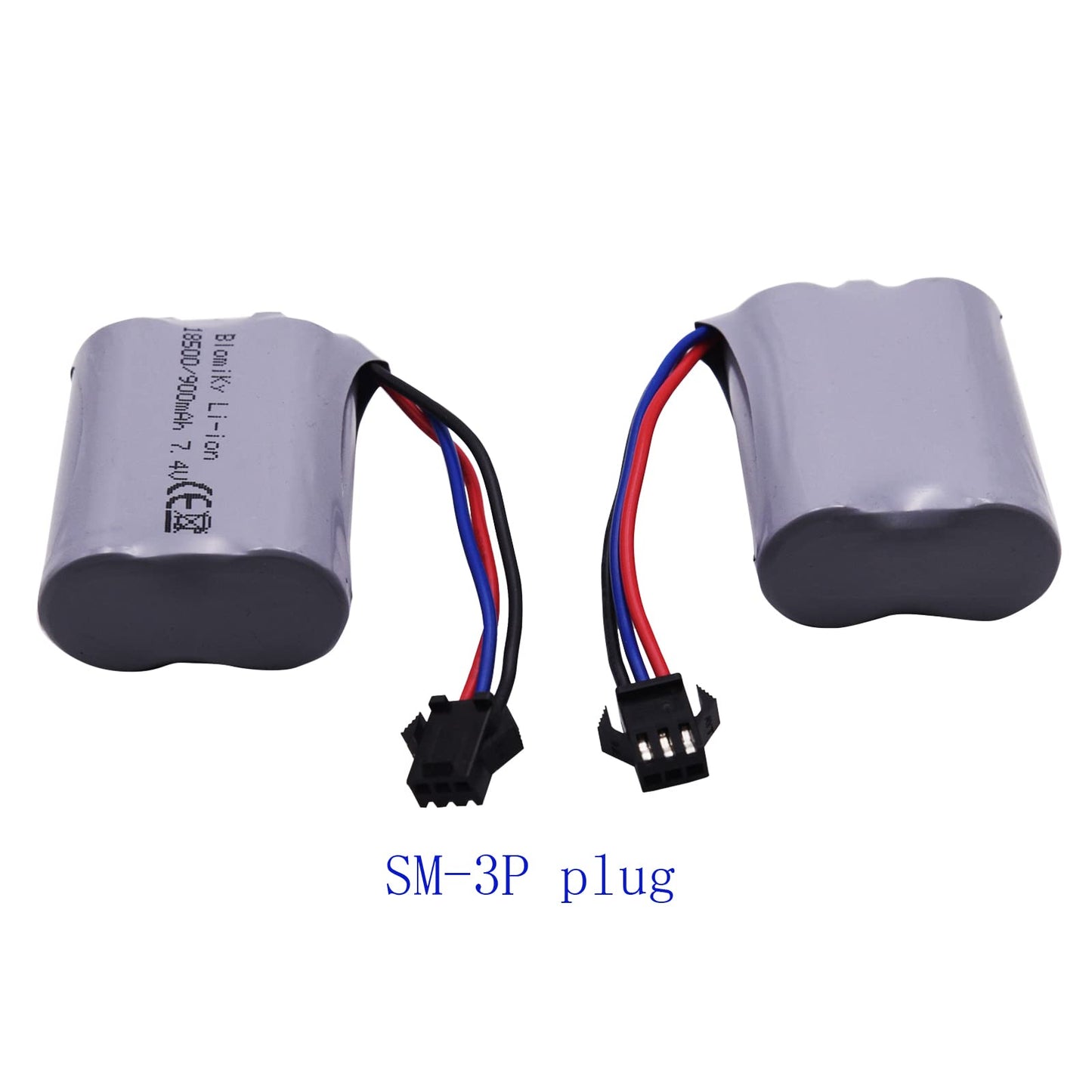 Blomiky SM-3P Plug 7.4V 900mAh Li-ion Rechargeable Battery and Charger Cable for G03082R Amphibous RC Cars C82 Battery