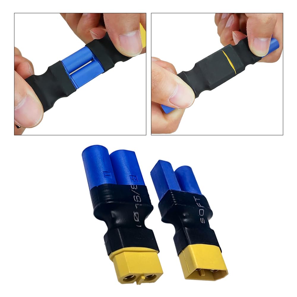 BABUVYA EC5 to XT60 Adapter,XT60 to EC5 Connector Without Wires RC LiPo Battery Connectors (EC5 to XT60 Male & Female Adapter)