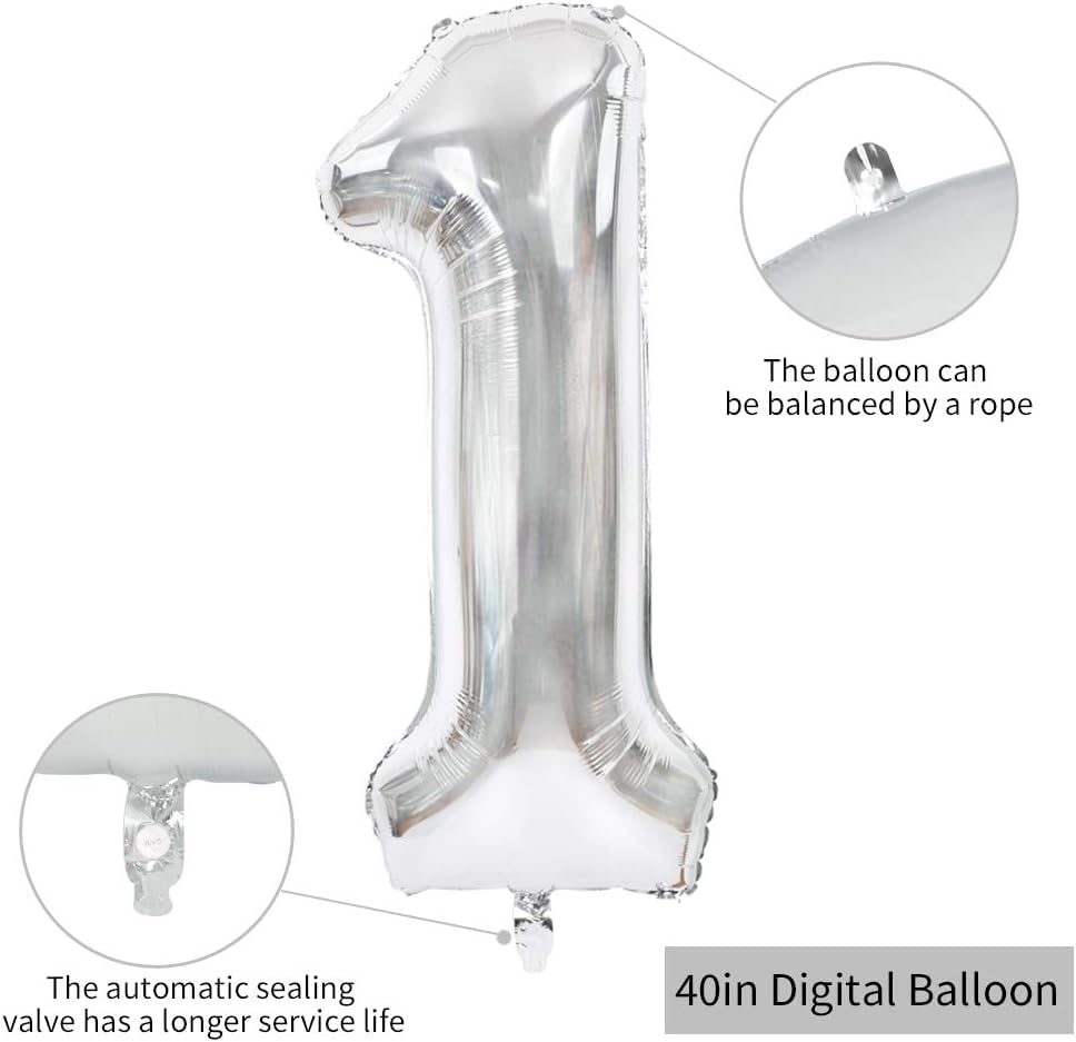 Toniful 40 Inch Large Silver Number 18 Balloons Giant Digital 18 Or 81 Helium Balloons, Foil Mylar Big Number Balloons For 18Th