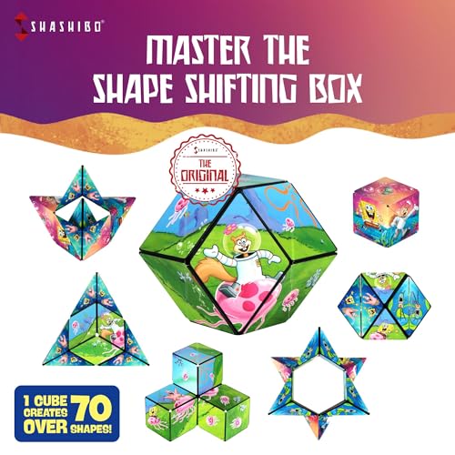 SHASHIBO Spongebob Squarepants Shape Shifting Box - STEM Magnetic Fidget Cube That Transforms Into Over 70 Shapes, Download Fun