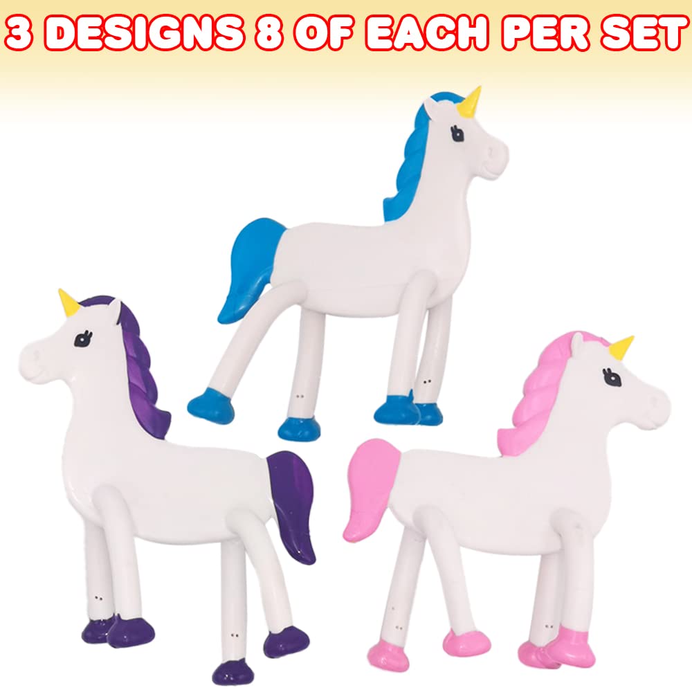 Artcreativity 24 Pcs Bendable Unicorns Toys For Girls, Flexible Easter Gift Toys Unicorn Figurines, Easter Basket Essentials, Cupcake Toppers, Piñata Fillers, Birthday Party Favors, Goodie Bag Stuffer
