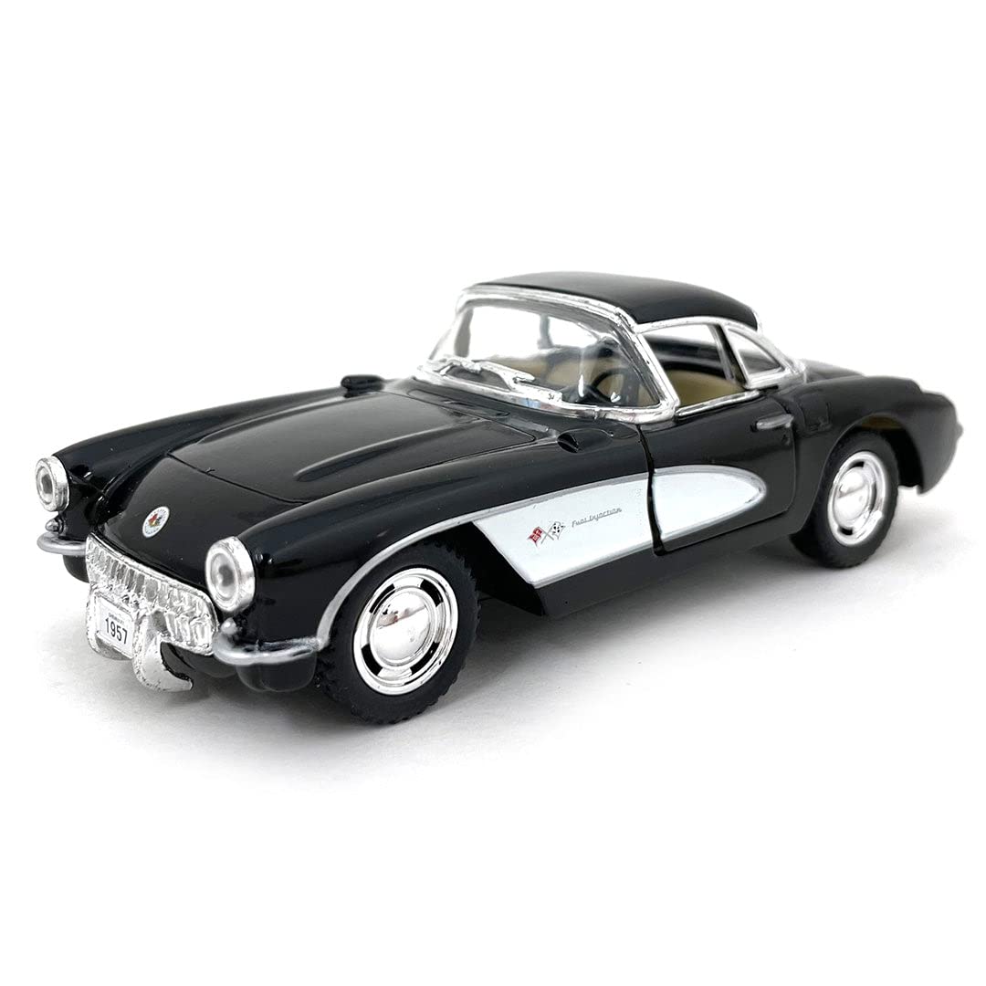 Set of 4: 5'' 1957 Chevy Corvette 1:34 Scale (Black/Blue/Red/White) by Kinsmart