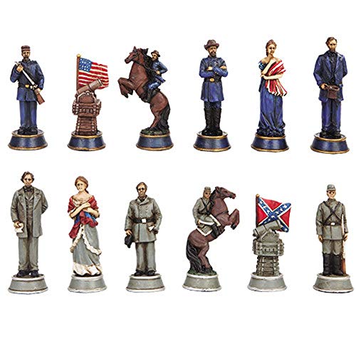 Ptc Civil War Solider Themed Chess Set With Glass Board, Multicolor