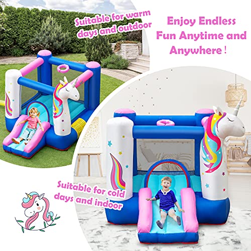 BOUNTECH Inflatable Bounce House, Kids Bouncy House with Slide, Jumping Area, Including 480W Blower, Oxford Carry Bag, Indoor Ca