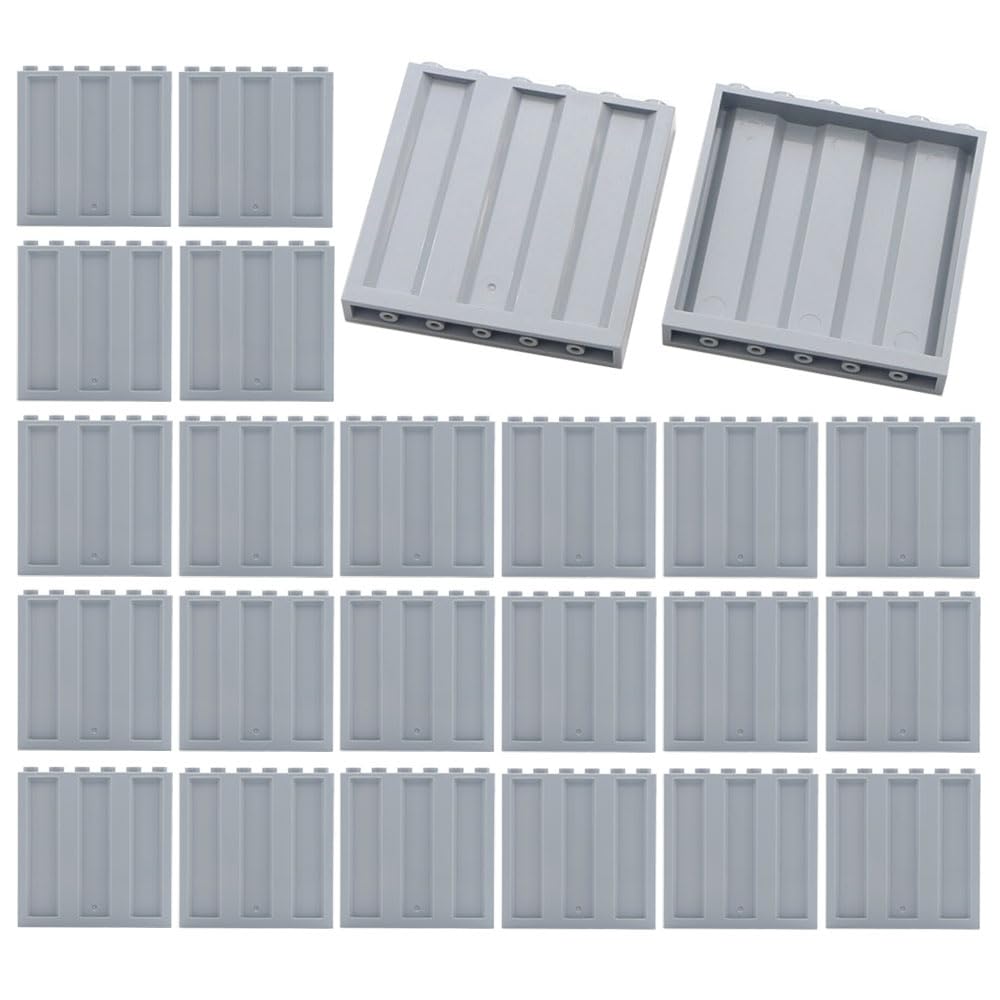 Clear Tranparent Flat Plates Bricks, 24 Pieces and Parts 1x6x5 Classic, Window Bulk Building Blocks Accessories (Transparent) (C